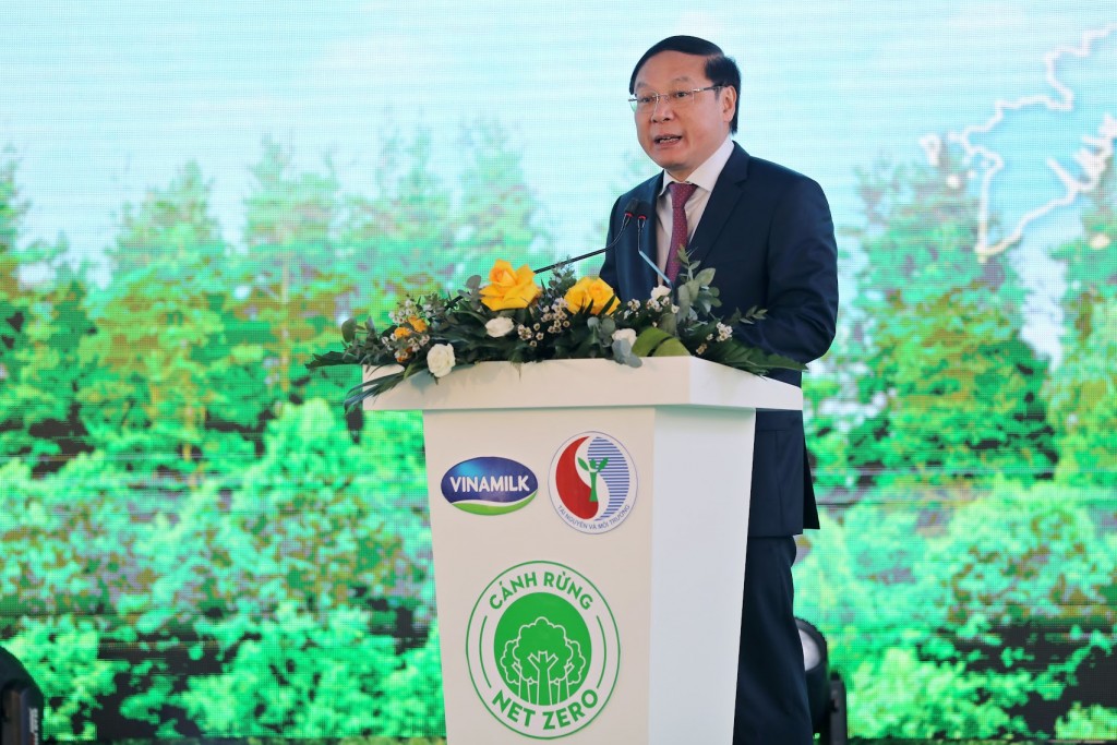 Thứ trưởng Bộ TN&MT Lê Công Thành phát biểu khởi động dự án trồng cây hướng đến Net Zero