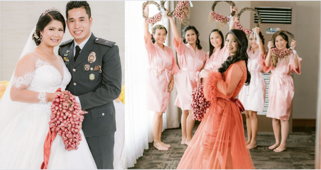 Trở nên đắt đỏ, hành được chọn làm hoa cưới và quà cưới ở Phillippines (Ảnh: April Lyka Biorrey)