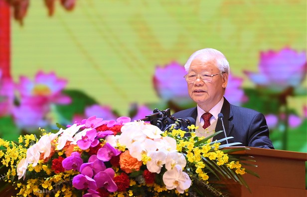 Tổng Bí thư Nguyễn Phú Trọng phát biểu tại lễ kỷ niệm - Ảnh: VGP/Nhật Nam