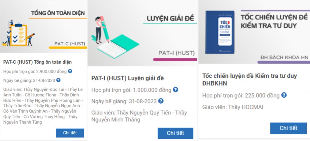 Những khóa ôn luyện được quảng cáo trực tiếp trên nhiều nền tảng, với nhiều mức giá