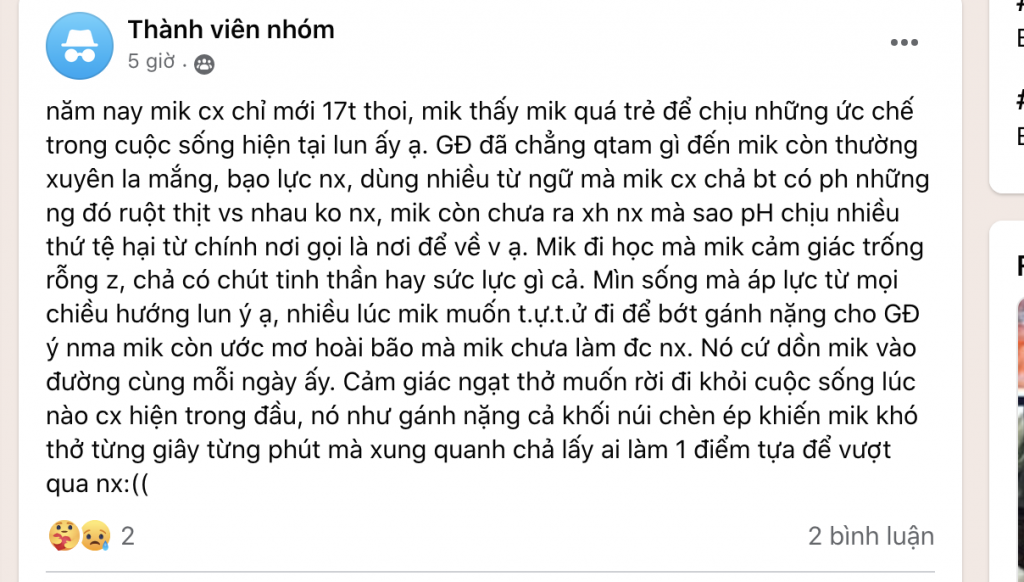 Bạn trẻ 17 tuổi chia sẻ