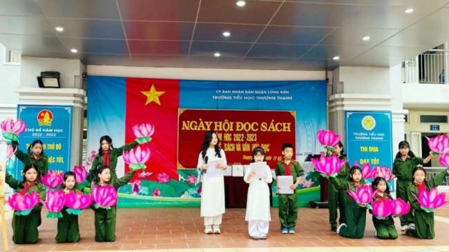 Ngày hội sách - hoạt động ý nghĩa của trường Tiểu học Thượng Thanh