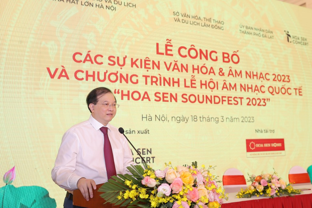 Ông Tạ Quang Đông - Thứ trưởng Bộ Văn hoá, Thể thao và Du lịch phát biểu tại lễ công bố chương trình