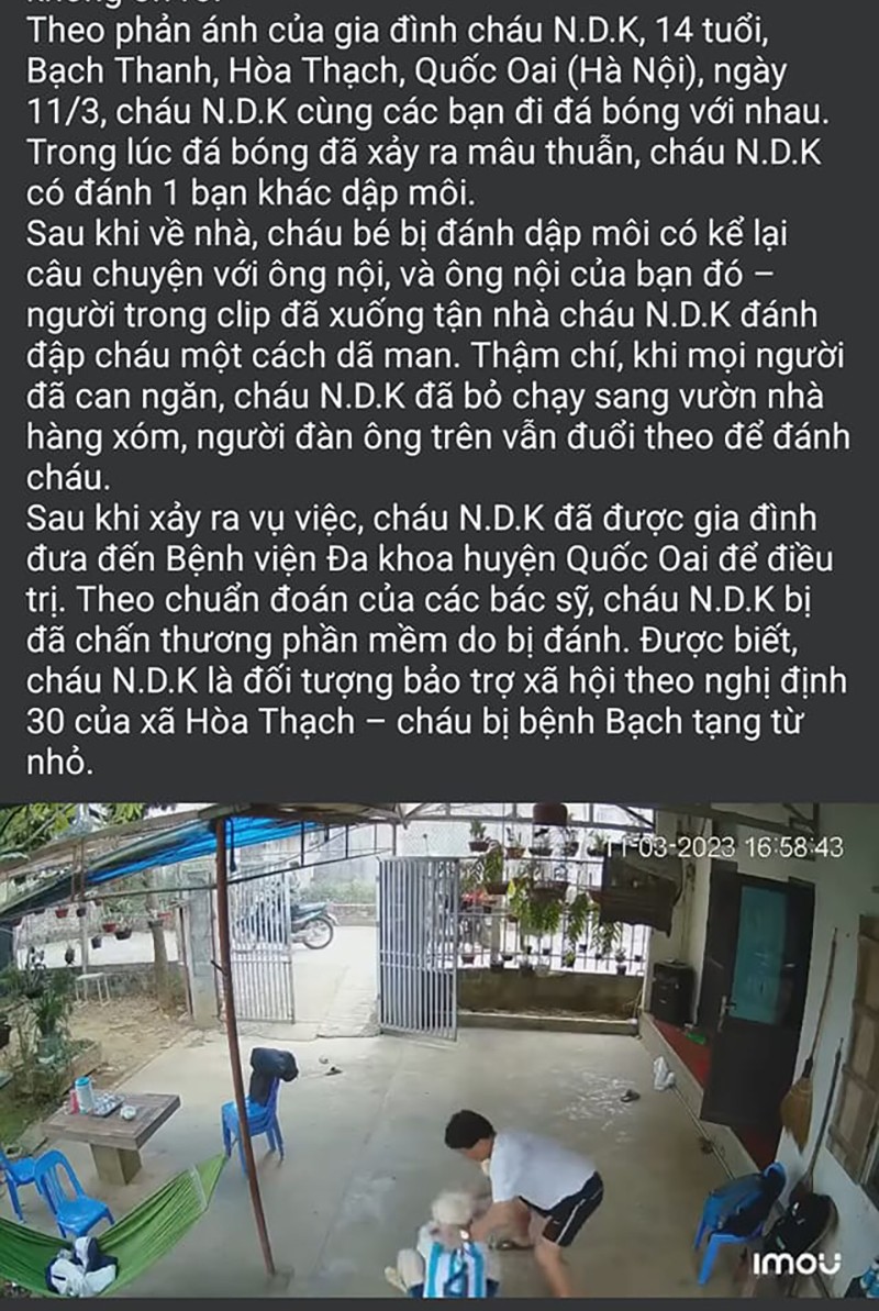 Nội dung, hình ảnh sự việc bé trai bị đánh đập được chia sẻ trên mạng xã hội