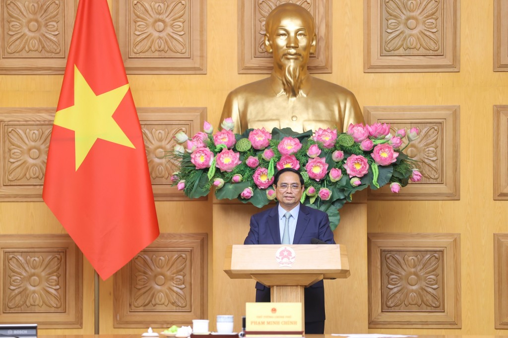 Thủ tướng đánh giá cao hoạt động đầu tư sản xuất, kinh doanh và tinh thần trách nhiệm cao của cộng đồng doanh nghiệp Hoa Kỳ tại Việt Nam thời gian qua - Ảnh: VGP/Nhật Bắc