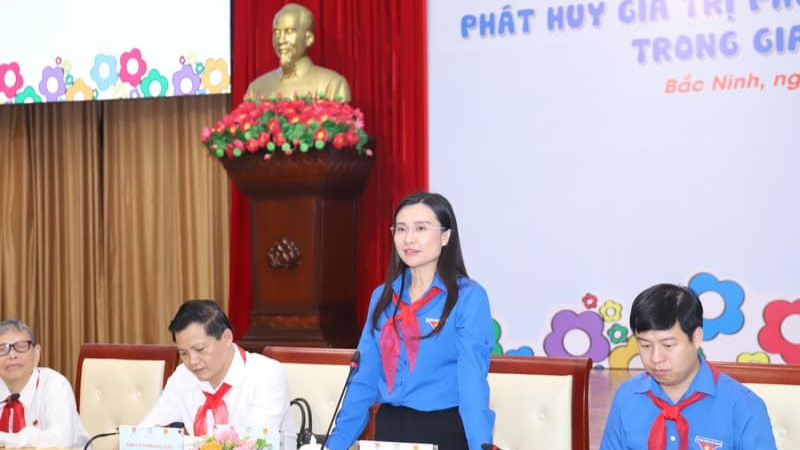 Bí thư Trung ương Đoàn, Chủ tịch Hội đồng Đội Trung ương Nguyễn Phạm Duy Trang phát biểu tại chương trình 