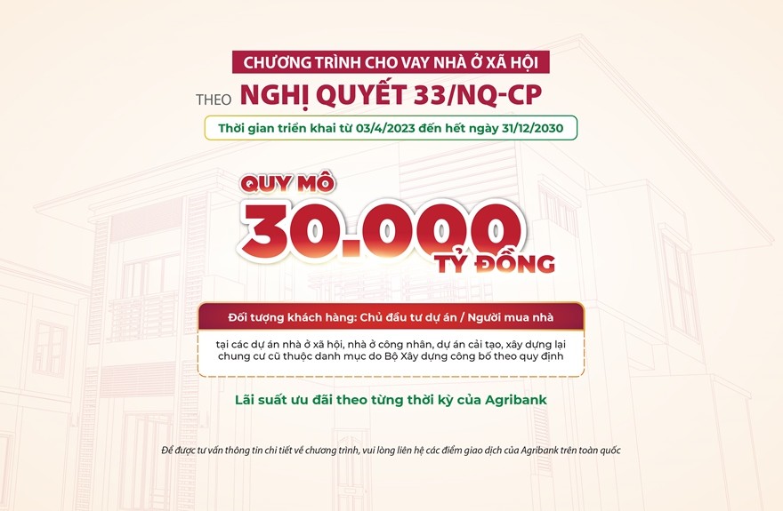 Agribank dành 30.000 tỷ đồng ưu đãi lãi suất nhà ở xã hội