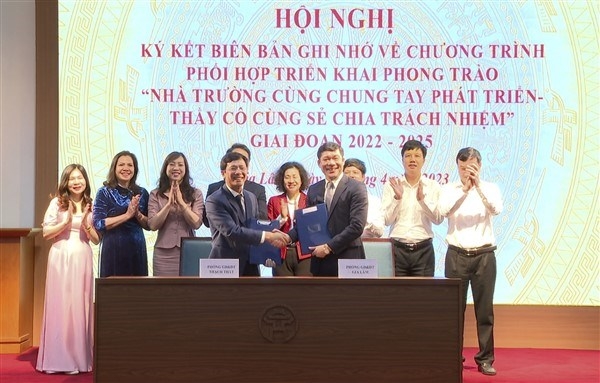 Ngành Giáo dục huyện Gia Lâm và Thạch Thất ký kết phối hợp triển khai phong trào dạy và học