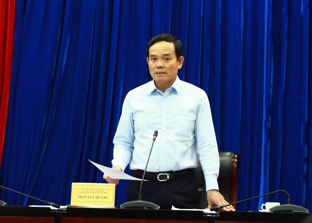 Phó Thủ tướng Trần Lưu Quang họp rà soát, tháo gỡ khó khăn, vướng mắc và thúc đẩy các dự án đầu tư FDI, ODA tại 5 tỉnh Đông Nam Bộ - Ảnh: VGP/Hải Minh