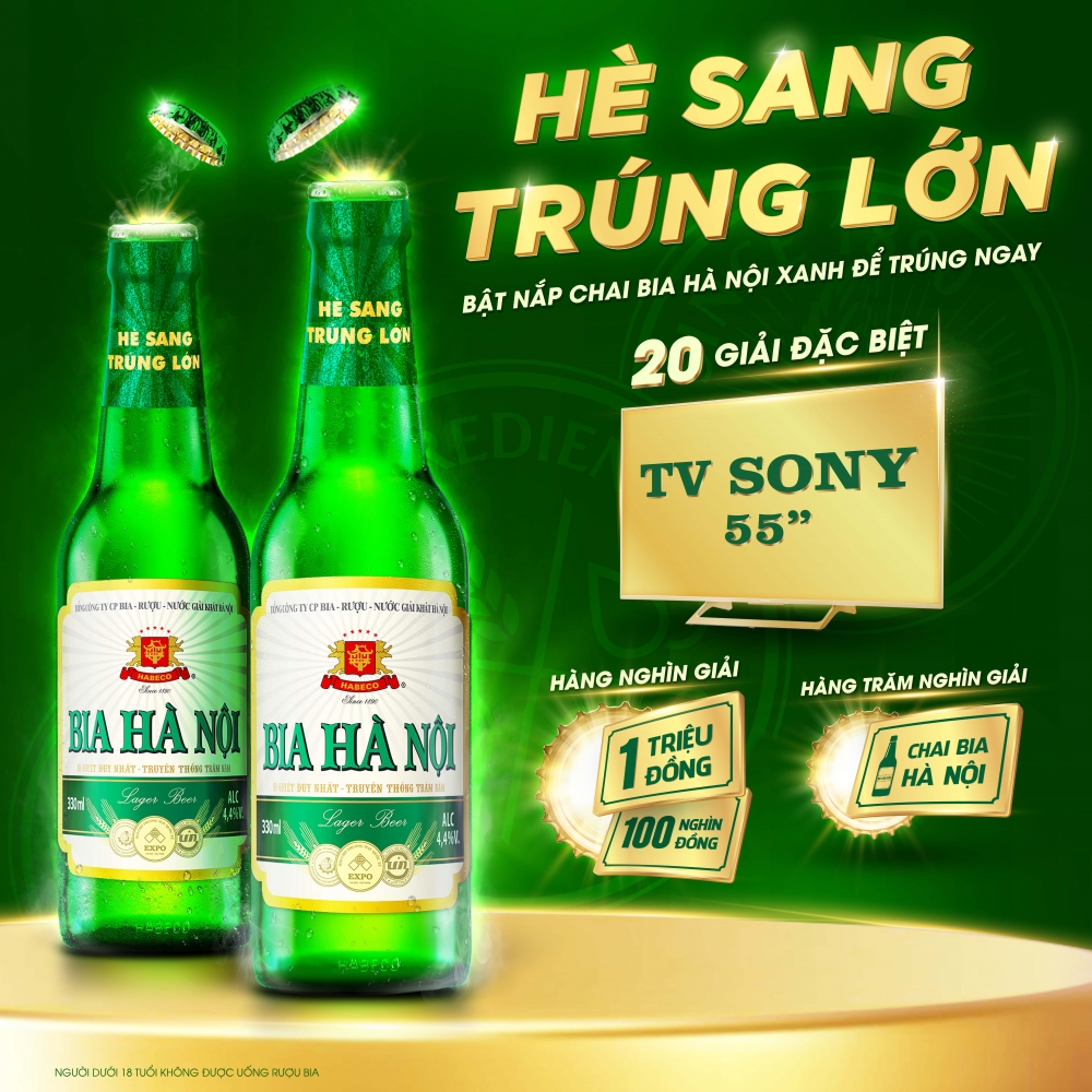 Chào nắng hè bật nắp bia Hà Nội xanh cùng chương trình khuyến mại &amp;quot;Hè sang trúng lớn&amp;quot;