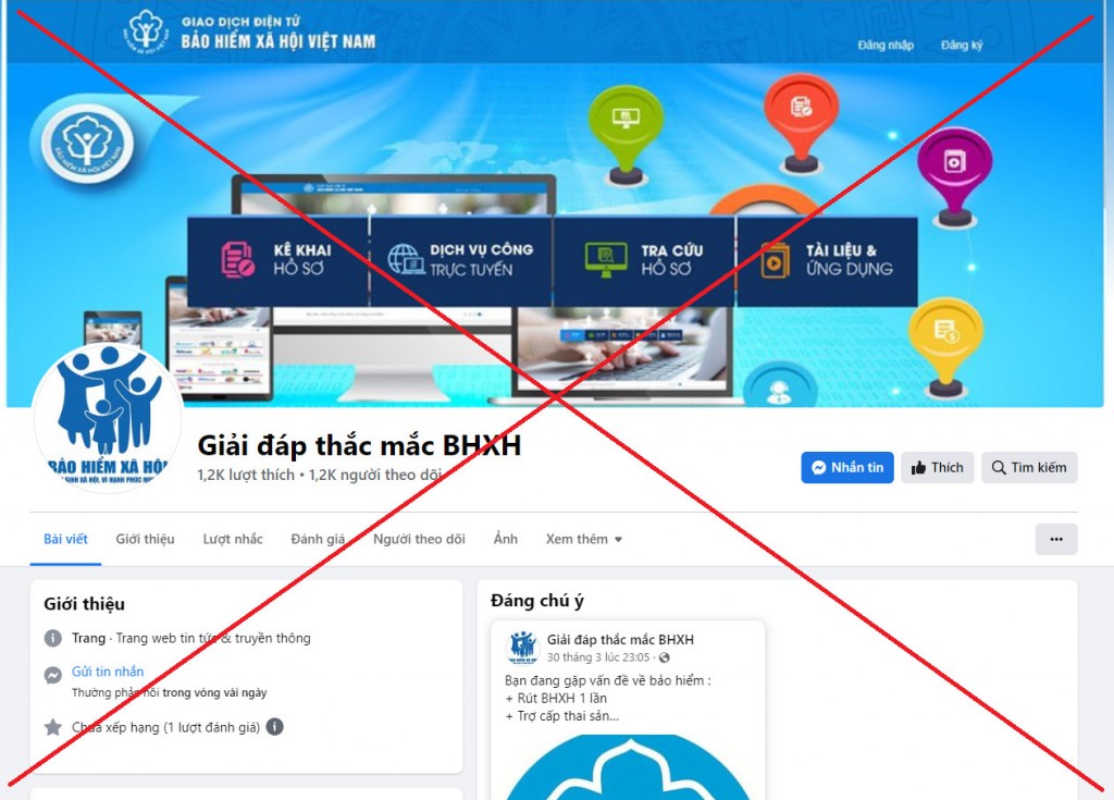 Cảnh báo: Tiếp tục xuất hiện FanPage giả mạo cơ quan BHXH Việt Nam