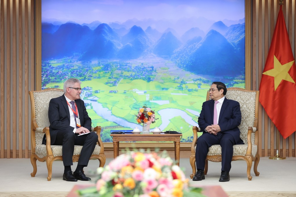Thủ tướng Phạm Minh Chính mong muốn Thụy Sĩ tiếp tục các dự án ODA liên quan nông nghiệp, nông thôn, nông dân cho Việt Nam, nhất là ở vùng Đồng bằng sông Cửu Long - Ảnh: VGP/Nhật Bắc