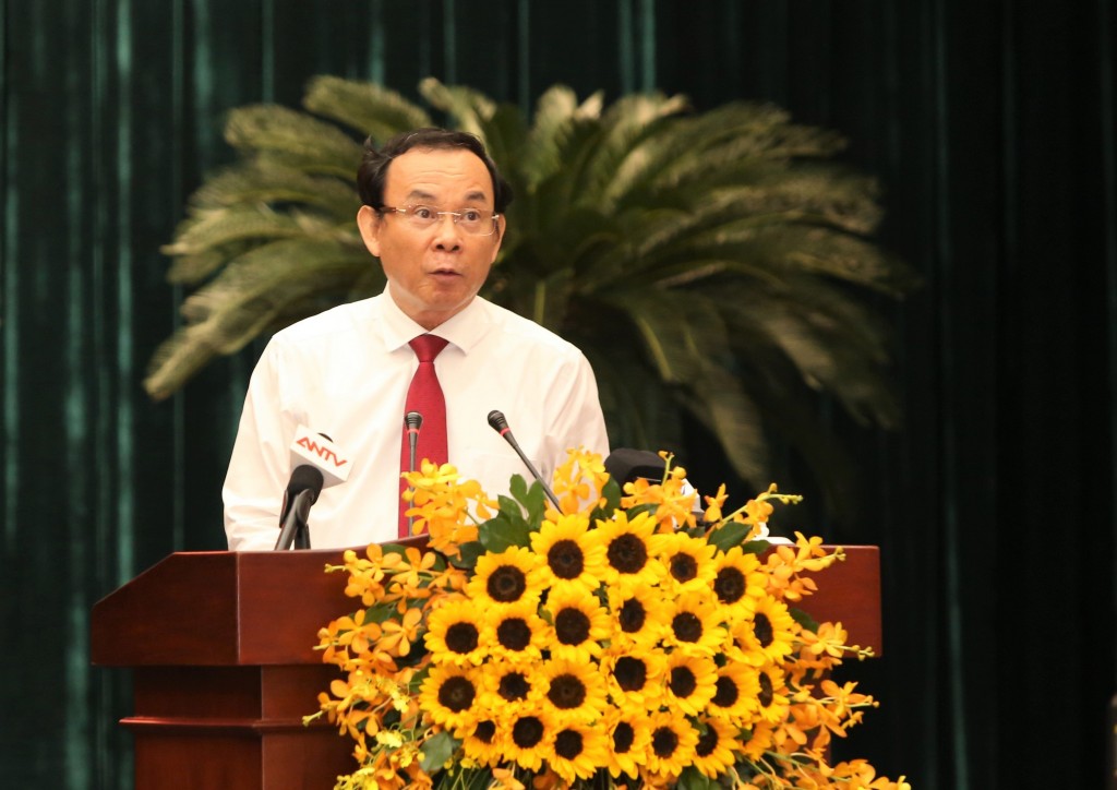 Bí thư Thành uỷ TP Hồ Chí Minh phát biểu tại buổi họp mặt