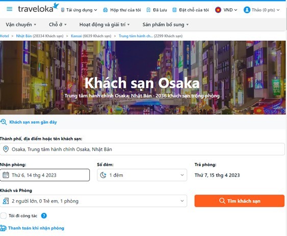 Khách sạn Osaka | Ảnh: https://www.traveloka.com/