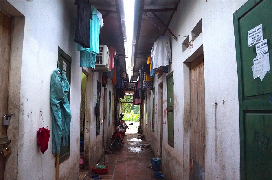 Một dãy nhà trọ cho công nhân ở Kim Chung (Đông Anh, Hà Nội)
