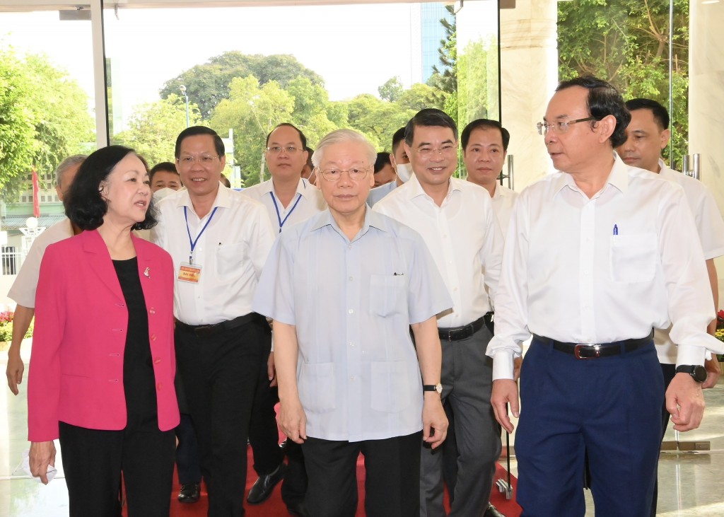 Tổng bí thư Nguyễn Phú Trọng thăm và làm việc với Thành ủy TP.HCM ngày 23/9/2022.