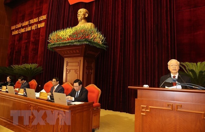 Tổng Bí thư Nguyễn Phú Trọng phát biểu khai mạc hội nghị. (Ảnh: Trí Dũng/TTXVN) Tổng Bí thư Nguyễn Phú Trọng phát biểu khai mạc hội nghị. (Ảnh: Trí Dũng/TTXVN)