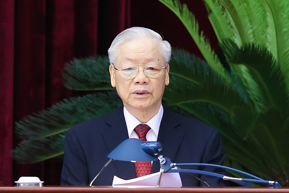 Tổng Bí thư Nguyễn Phú Trọng phát biểu khai mạc Hội nghị Trung ương giữa nhiệm kỳ khóa XIII. Ảnh: VGP