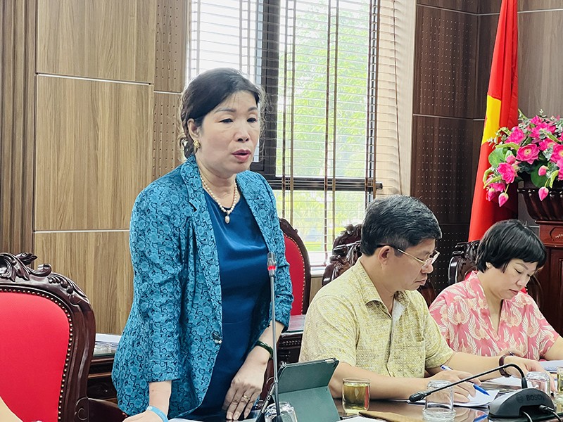 Phó Giám đốc Sở Văn hóa và Thể thao Hà Nội Trần Thị Vân Anh - Trưởng đoàn kiểm tra phát biểu tại buổi làm việc