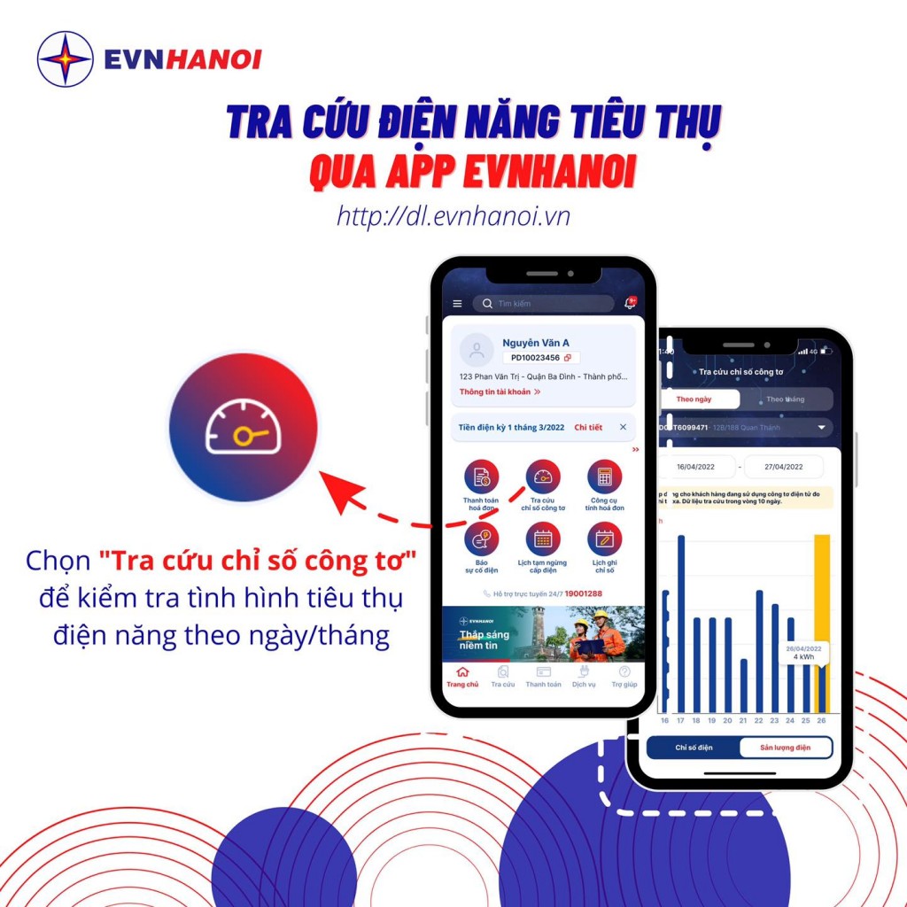 Tra cứu điện năng tiêu thụ qua App EVNHANOI trong tháng một cách dễ dàng, nhanh chóng