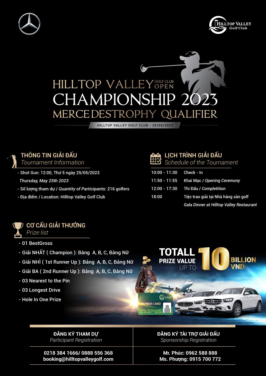 Hilltop Valey Golf Club Open Championship 2023 - Mercedes Trophy Qualifier mùa 2: Tổng giá trị giải thưởng 10 tỷ đồng