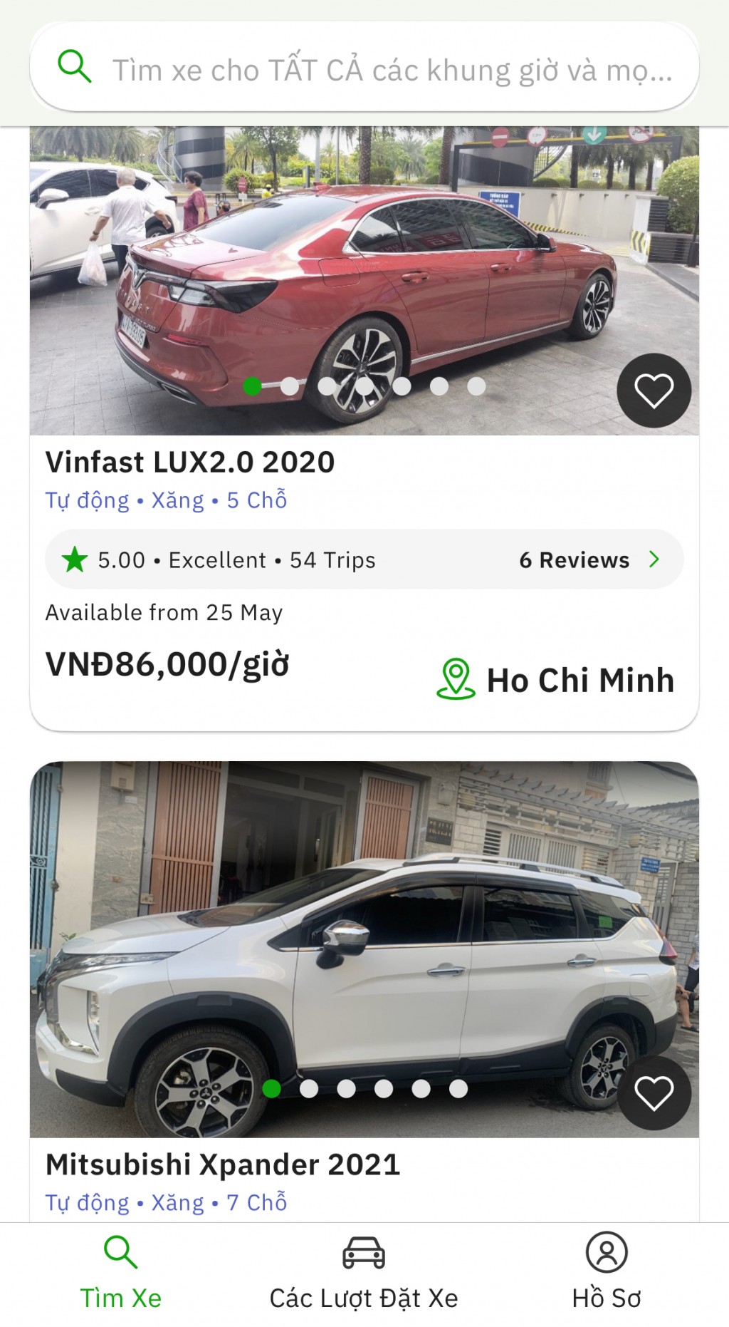 Giao diện ứng dụng Zoomcar tại Việt Nam