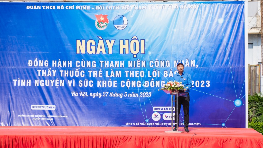 UVBCH Trung ương Đoàn, Phó Bí thư Thường trực Thành đoàn, Chủ tịch Hội LHTN Việt Nam thành phố Hà Nội Nguyễn Đức Tiến phát biểu khai mạc Ngày hội