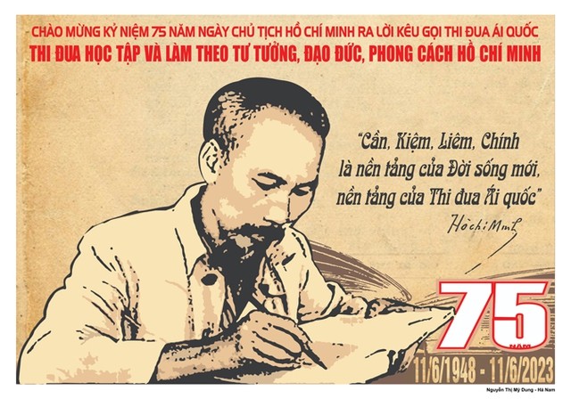 Phát hành bộ tranh cổ động nhân kỷ niệm 75 năm Ngày Chủ tịch Hồ Chí Minh ra Lời kêu gọi thi đua ái quốc