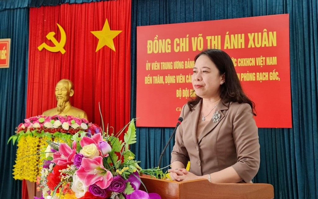 Phó chủ tịch nước Võ Thị Ánh Xuân phát biểu tại buổi làm việc.