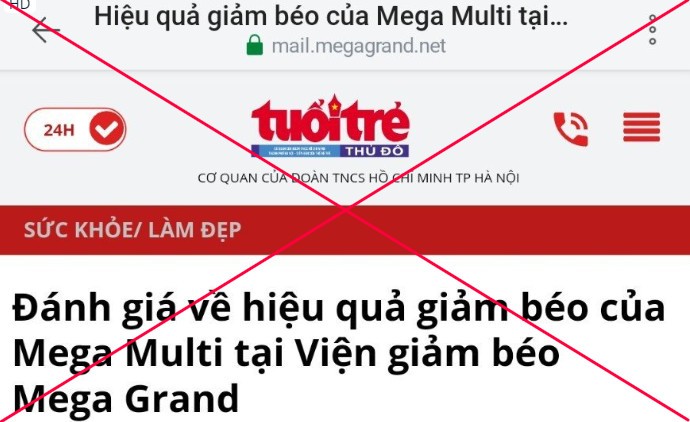 Trang web : https://mail.megagrand.net/baotuoitre có gắn măng sét của báo Tuổi trẻ Thủ đô là hành vi lừa đảo khách hàng 