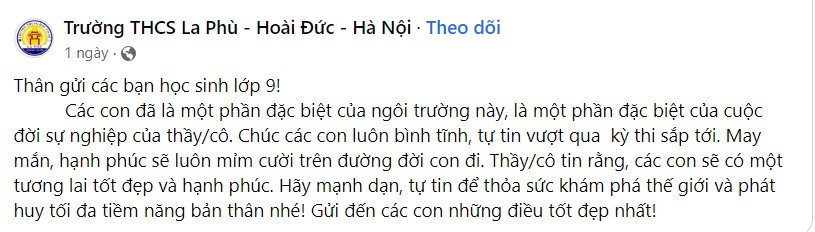 Thầy, cô giáo trường THCS La Phù nhắn nhủ các em học sinh