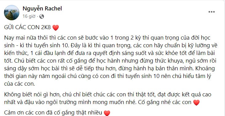 Các thầy, cô luôn mong những điều tốt đẹp nhất đến học sinh của mình