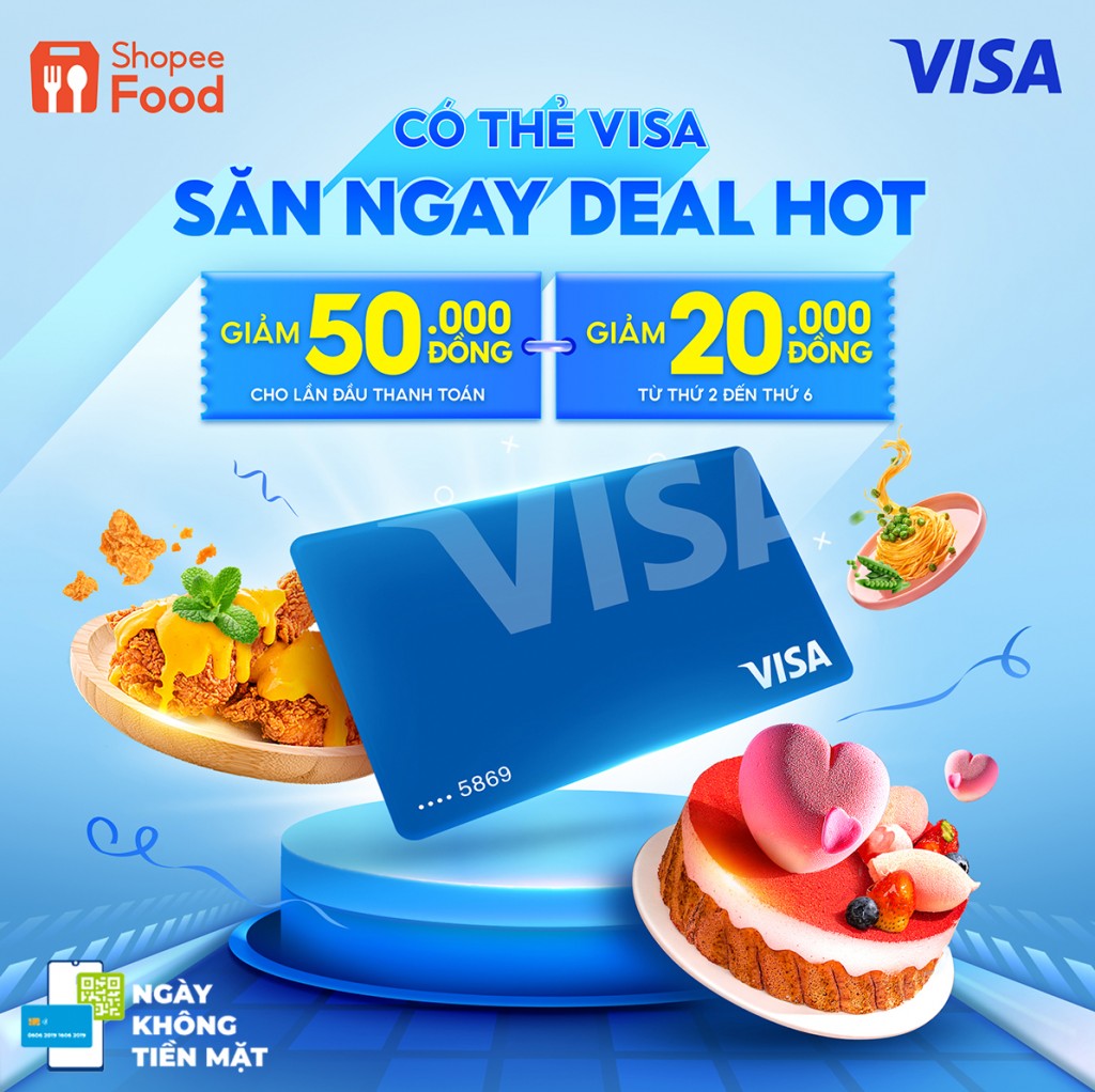 Ưu đãi mua hàng Shopee Food khi thanh toán bằng thẻ Visa