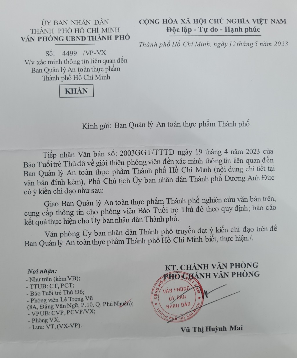 Ban Quản lý ATTP TP Hồ Chí Minh đang “phớt lờ” chỉ đạo cung cấp thông tin cho báo chí?