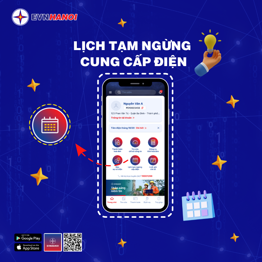 Trải nghiệm dịch vụ số với App EVNHANOI.