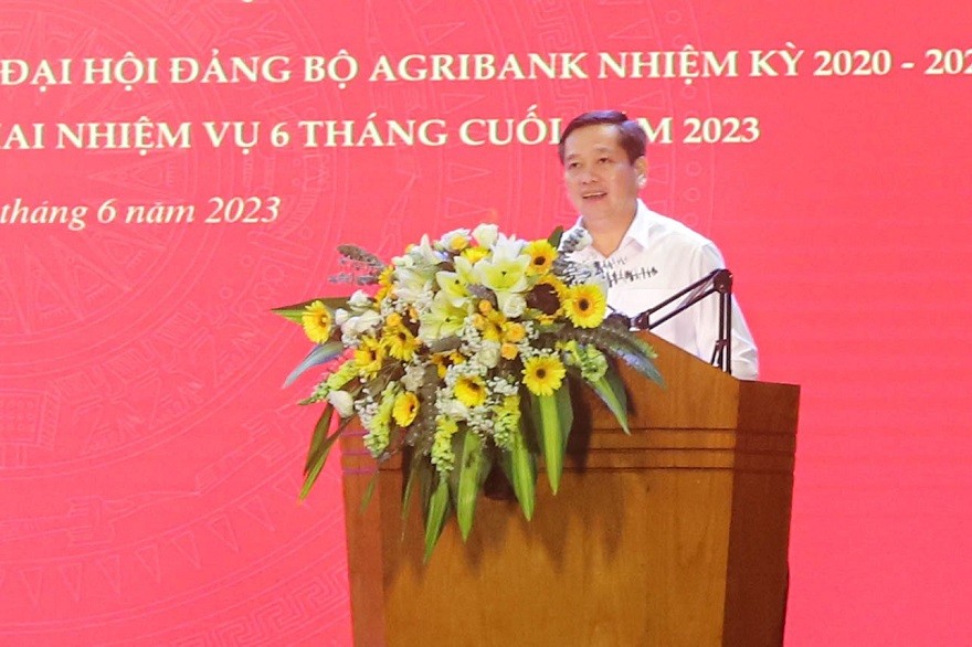 Đồng chí Nguyễn Long Hải, Ủy viên Dự khuyết BCH Trung ương Đảng, Bí thư Đảng ủy Khối Doanh nghiệp Trung ương phát biểu tại Hội nghị