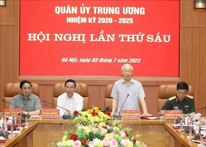 Tổng Bí thư Nguyễn Phú Trọng phát biểu kết luận hội nghị. Ảnh: Trí Dũng/TTXVN