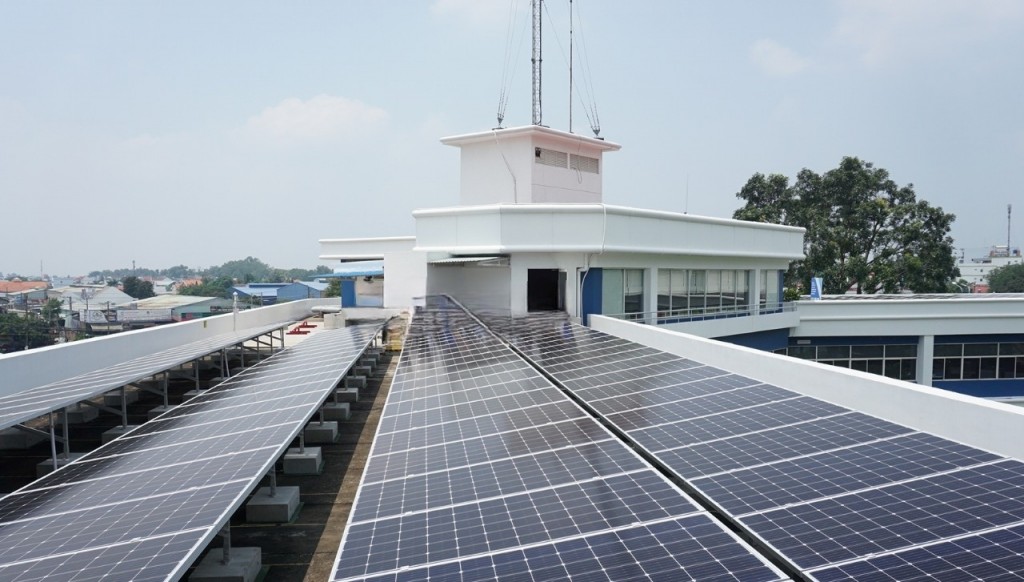 Hệ thống điện mặt trời tại một cơ sở ở Bình Dương.