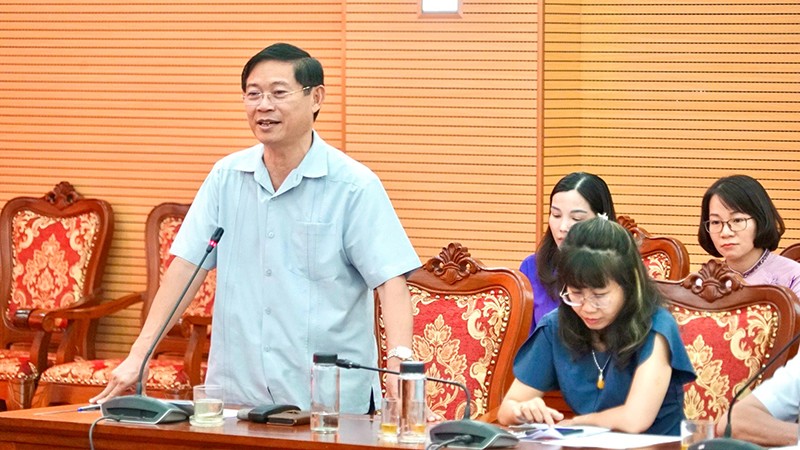 Phó Trưởng ban Thường trực Ban Tuyên giáo Thành ủy Phạm Thanh Học phát biểu tại hội nghị.