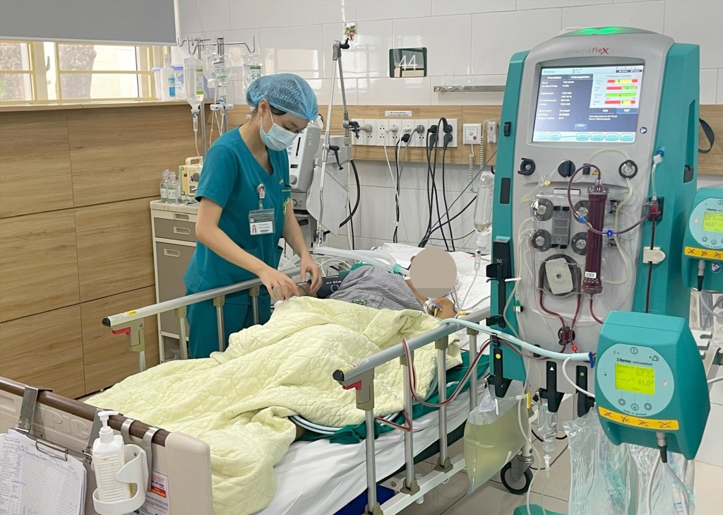 Y bác sĩ chăm sóc cho bệnh nhân bị ngộ độc nấm ở Hà Giang. Ảnh: BVCC