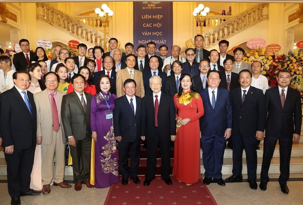 Tổng Bí thư Nguyễn Phú Trọng và các đại biểu dự Lễ kỷ niệm. Ảnh: TTXVN