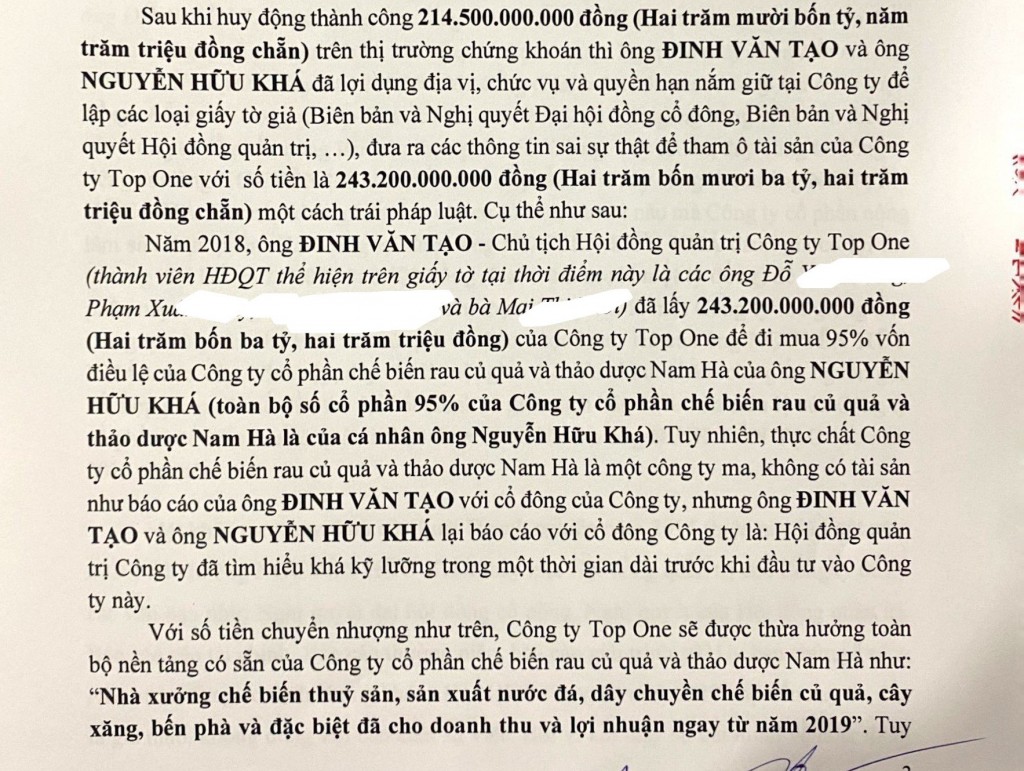 Một phần nội dung của đơn thư bạn đọc gửi đến Báo Tuổi trẻ Thủ đô