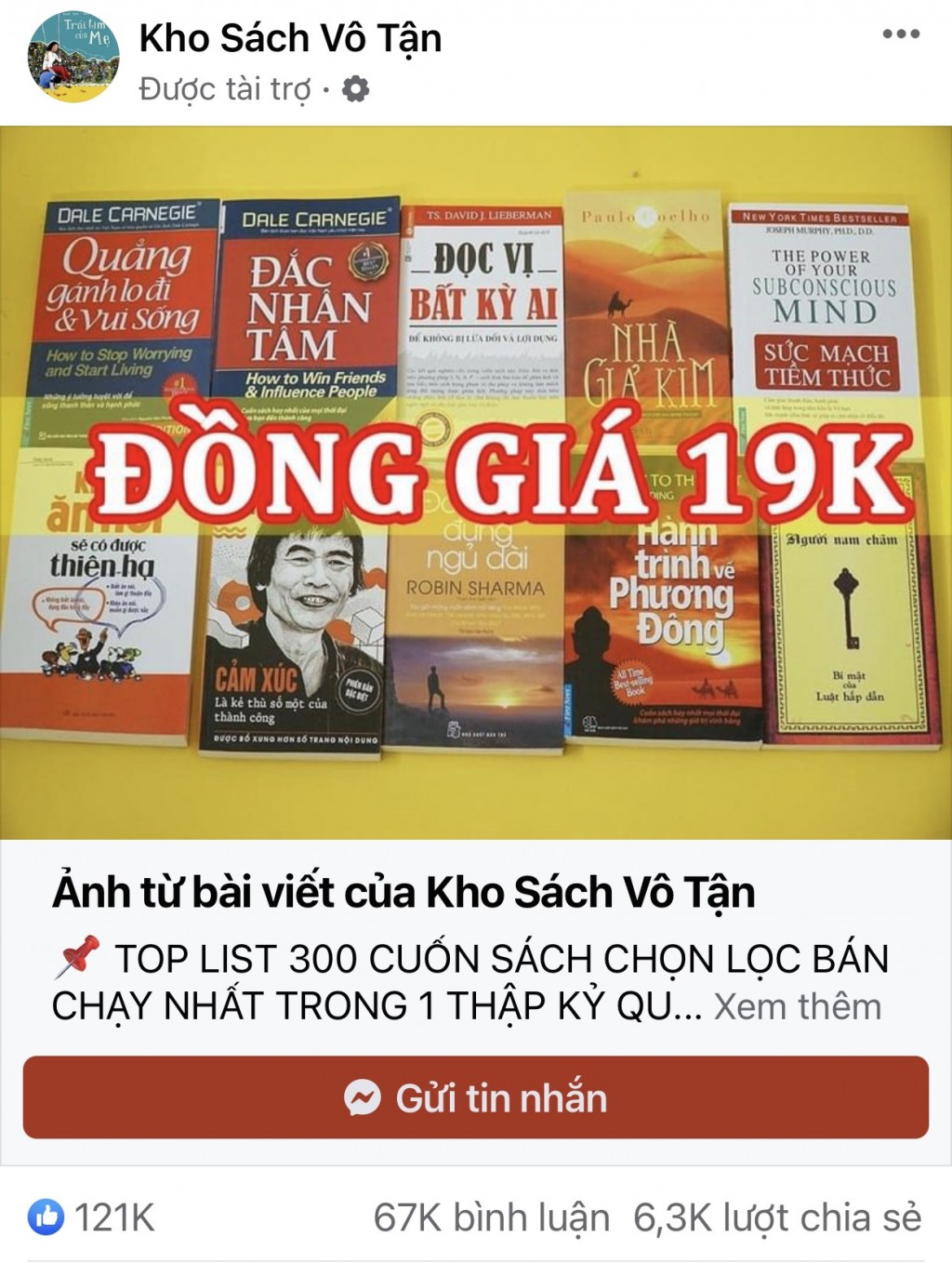 Lời quảng cáo đồng giá 19k tất cả đầu sách