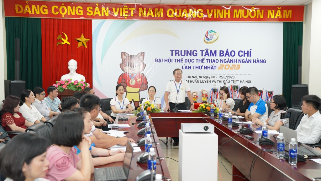 Toàn cảnh buổi họp báo Đại hội TDTT ngành Ngân hàng lần thứ nhất năm 2023