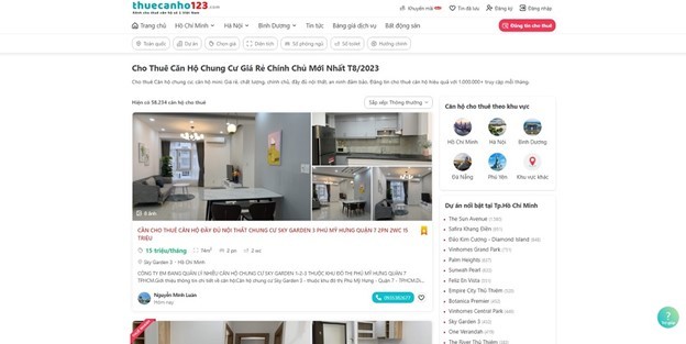 Tìm thuê căn hộ giá rẻ nhất tại Thuecanho123.com