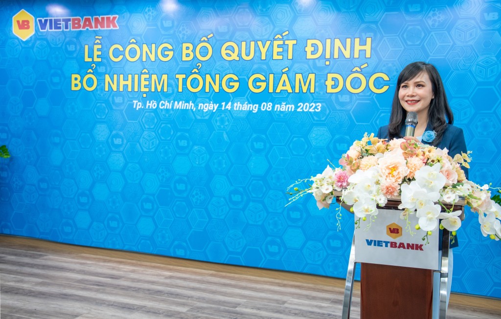 Bà Trần Tuấn Anh - Tổng Giám đốc Vietbank phát biểu tại Lễ bổ nhiệm ngày 14/08/2023