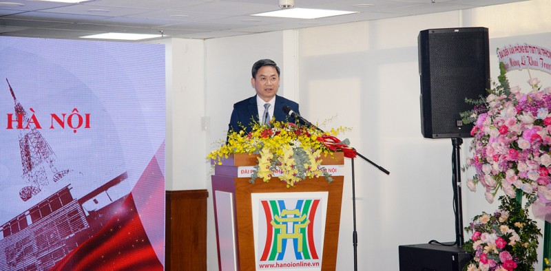 Phó Chủ tịch UBND TP Hà Nội Hà Minh Hải phát biểu tại lễ khai trương Văn phòng đại diện Đài Phát thanh - Truyền hình Hà Nội tại TP Hồ Chí Minh