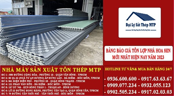 Bảng giá tôn Hoa Sen mới nhất tại Đại lý sắt thép MTP