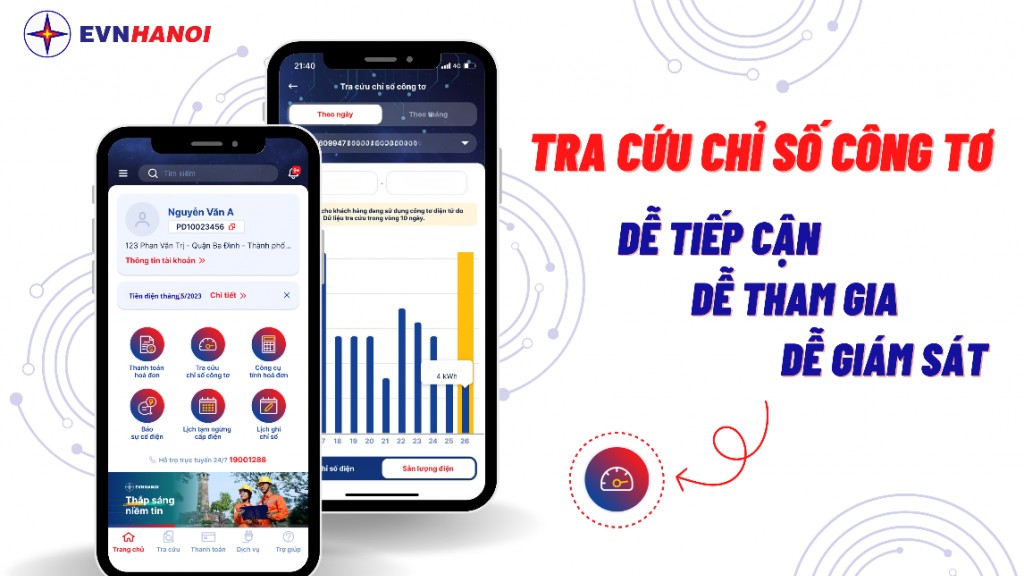 Trực tiếp tra cứu lượng điện tiêu thụ 24/24h