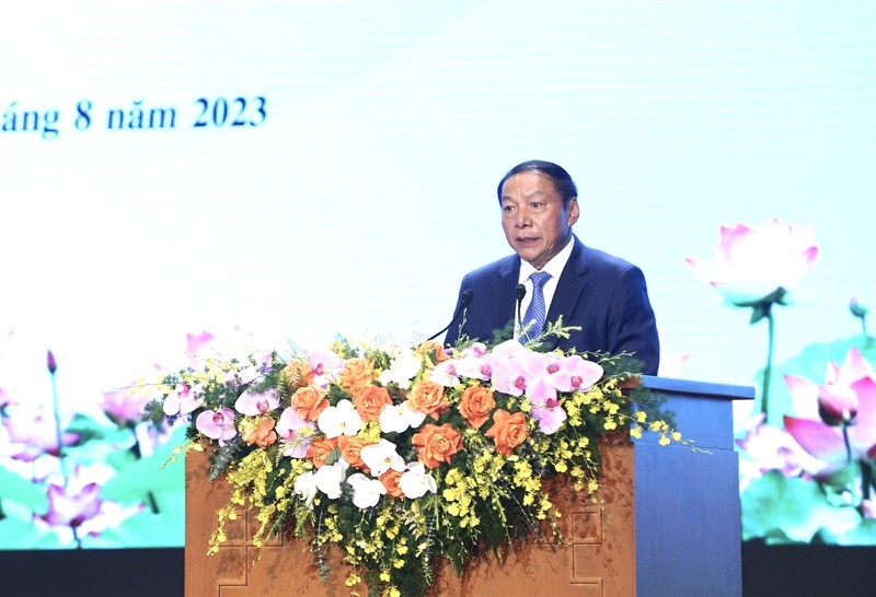 Bộ trưởng Nguyễn Văn Hùng đã đọc Thư chúc mừng Hội nghị tuyên dương gương điển hình tiên tiến trong lĩnh vực Văn hóa toàn quốc năm 2023 của Tổng Bí thư Nguyễn Phú Trọng